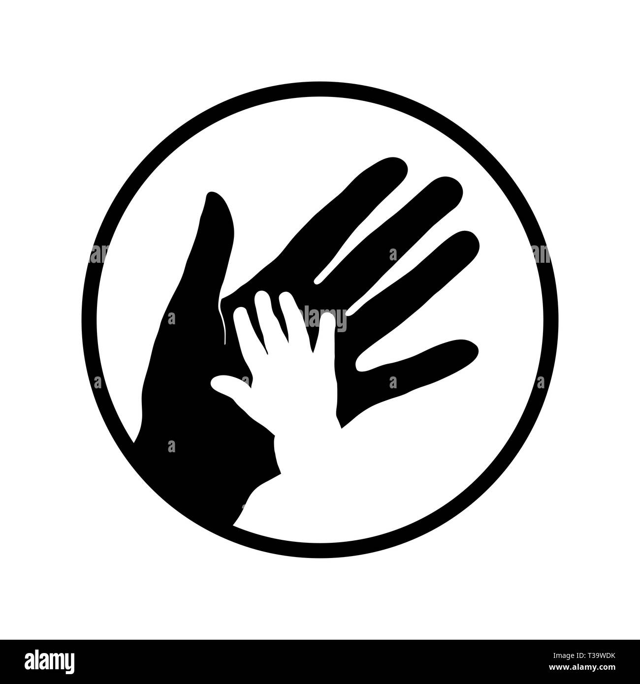 Black symbol of family hands. Child hand with mother hand icon Stock Vector  Image & Art - Alamy