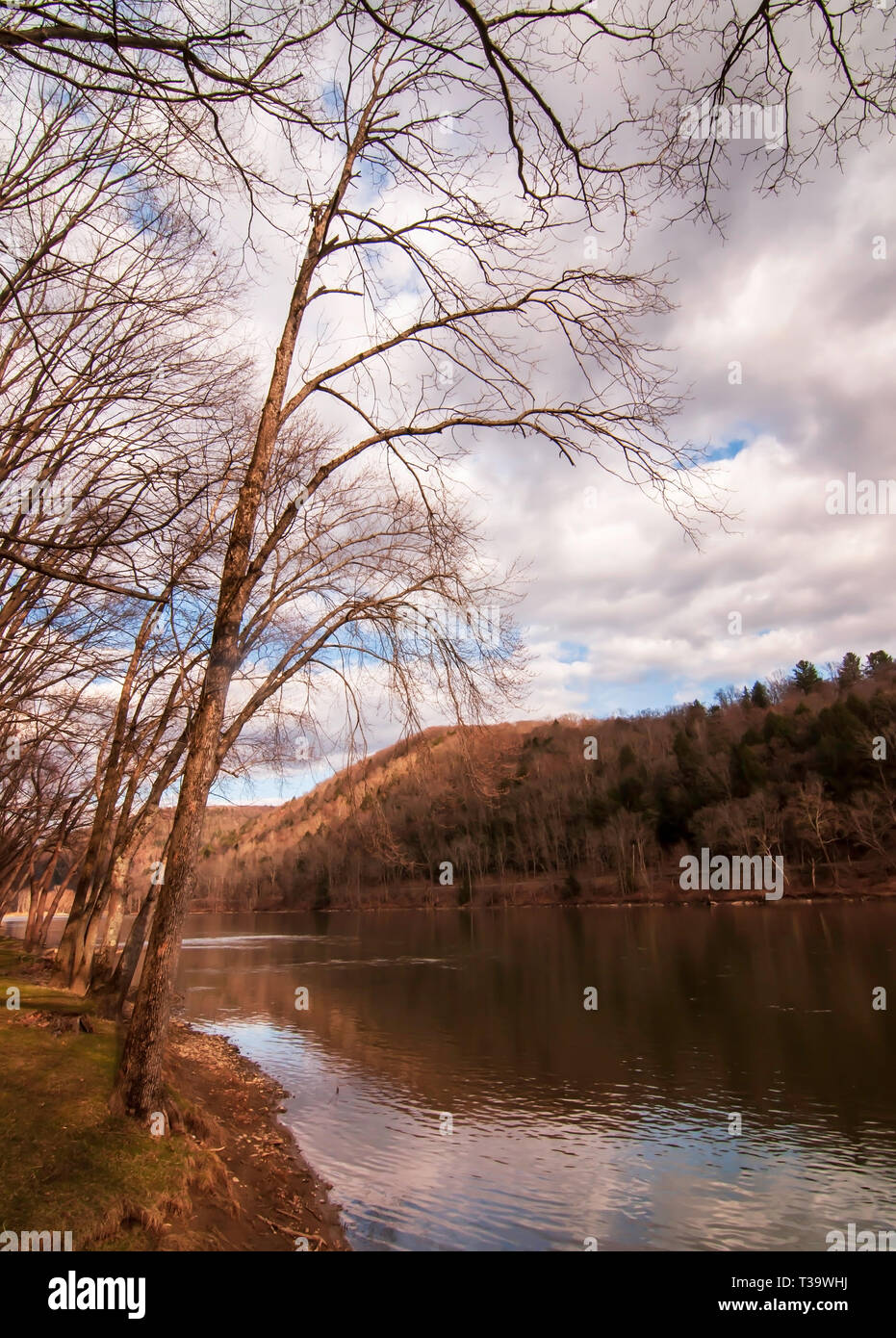 The Allegheny River valley in Warren County, Pennsylvania, USA in 