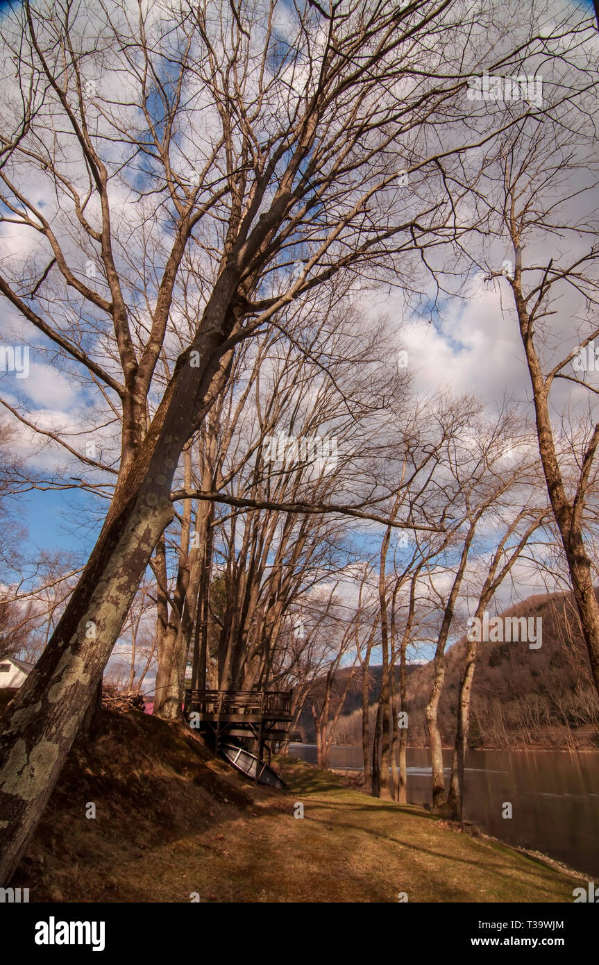 The Allegheny River valley in Warren County, Pennsylvania, USA in 