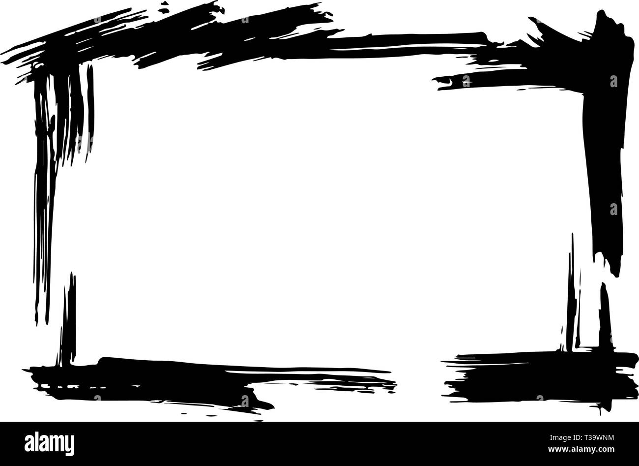 Vector Dry brush frames. Hand drawn artistic frames. Black and white
