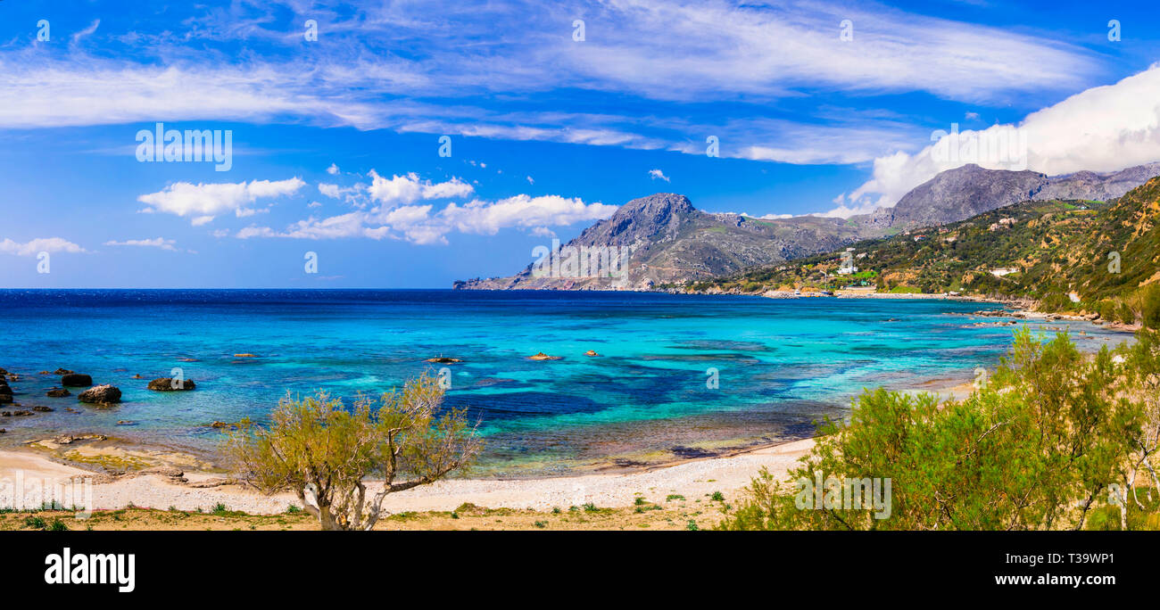Beautiful Plakias Beach,panoramic view,Crete island,Greece Stock Photo