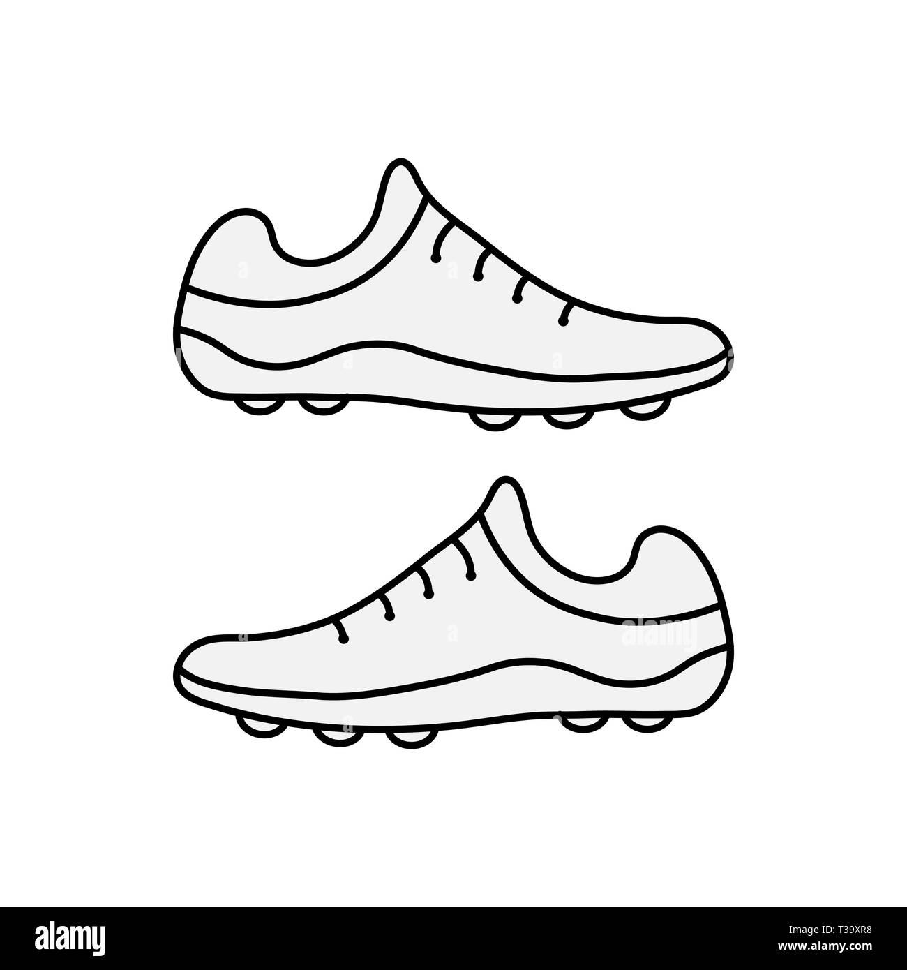 Sports shoes, running and football boots, flat design. Stock Vector