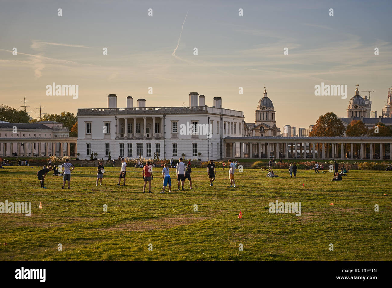People practicing sport in Greenwich Park. Landscape  format. Stock Photo