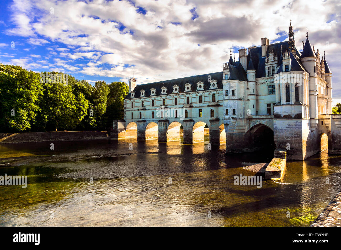 Beautiful Chenonceau medieval castle,Loire valley,France Stock Photo