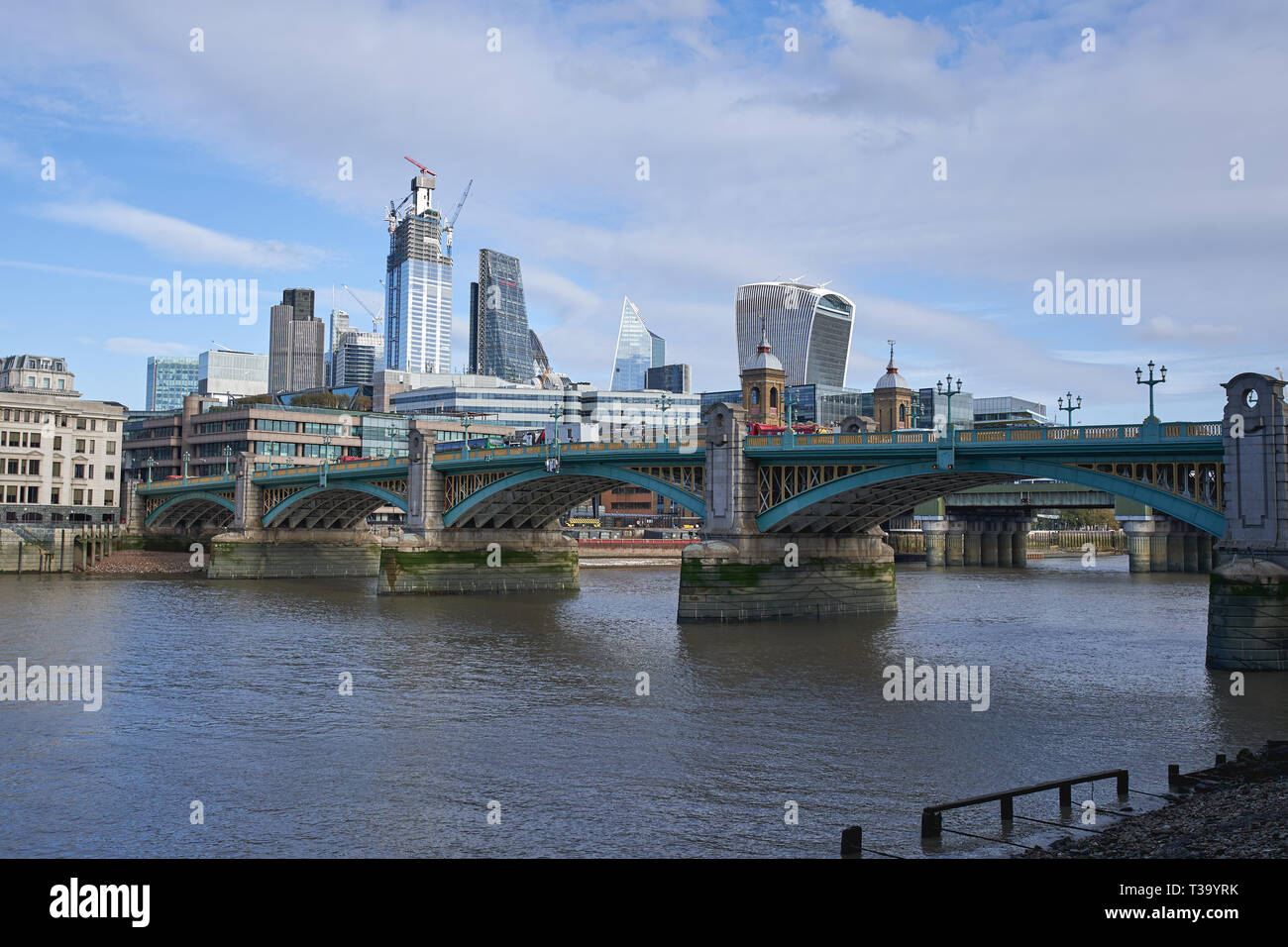 London, UK - December, 2018. New skyscrapers under construction in the City, the famous financial district of London. Stock Photo