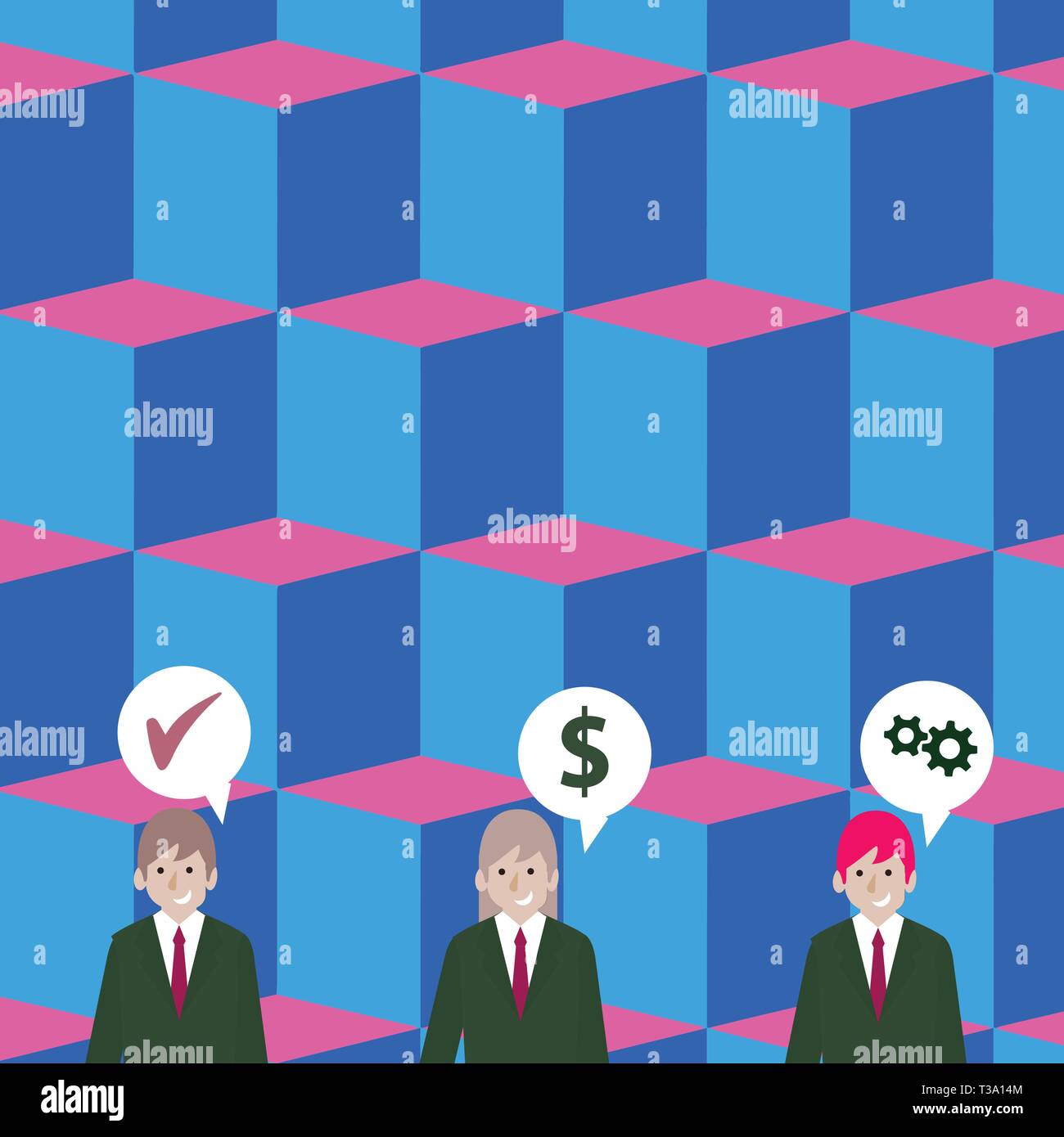 Businessmen Each Has Their Own Speech Bubble With Optimization