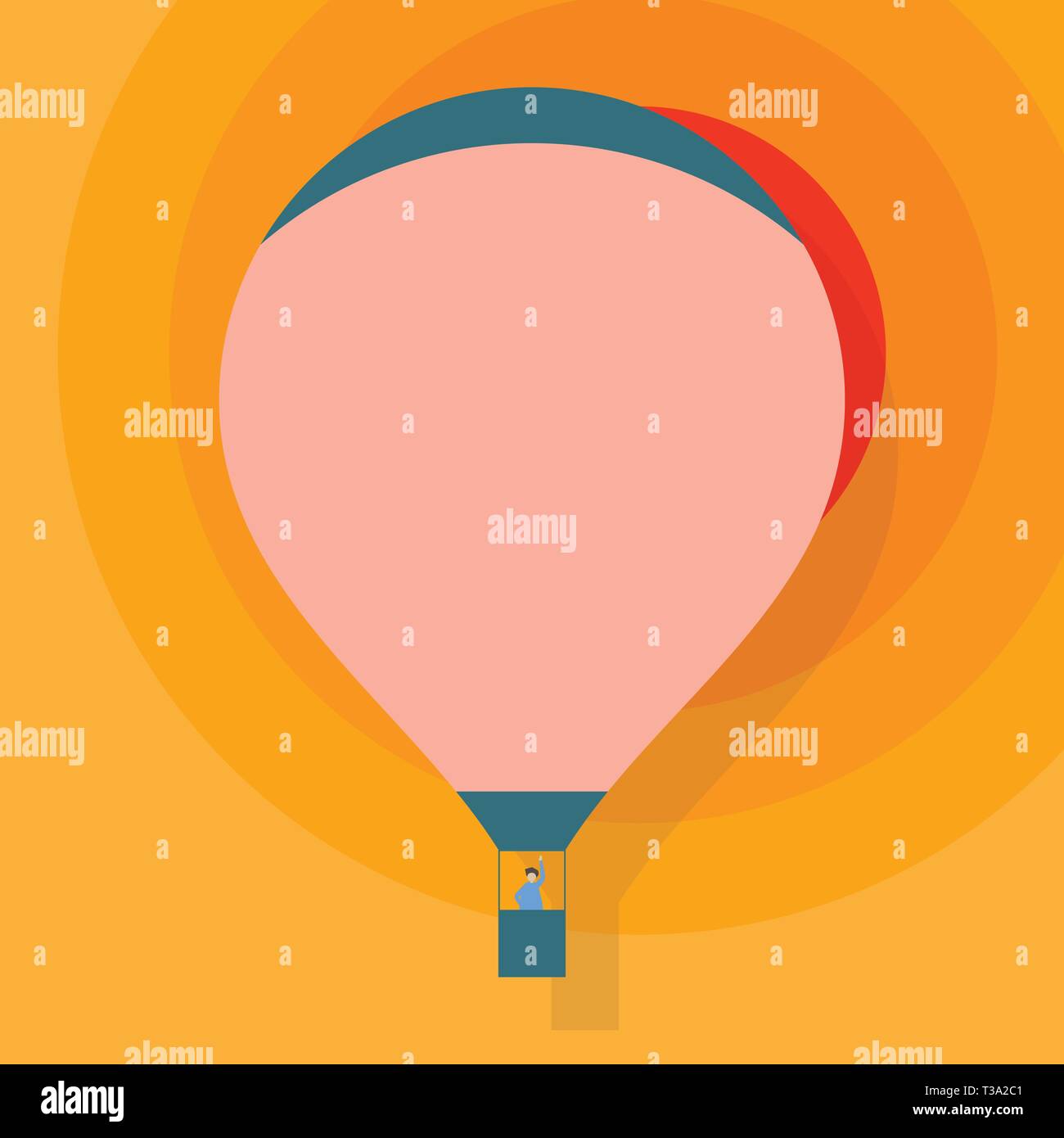 blank pink hot air balloon floating with one passenger