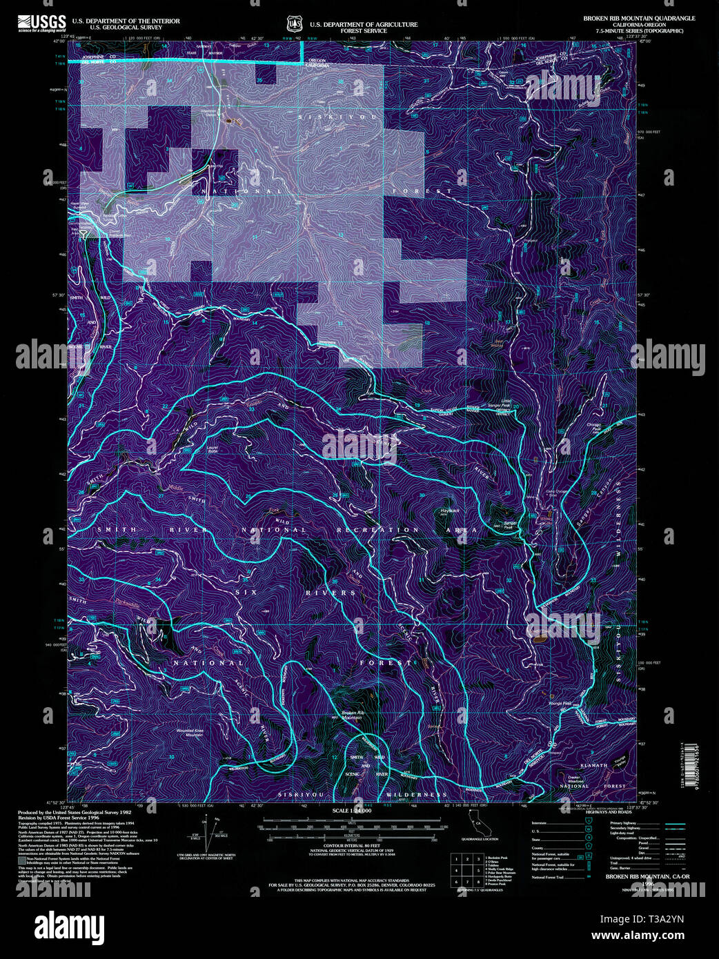 USGS TOPO Map California CA Broken - Usgs Topo Map California Ca Broken Rib Mountain 100532 1996 24000 Inverted Restoration T3A2YN 