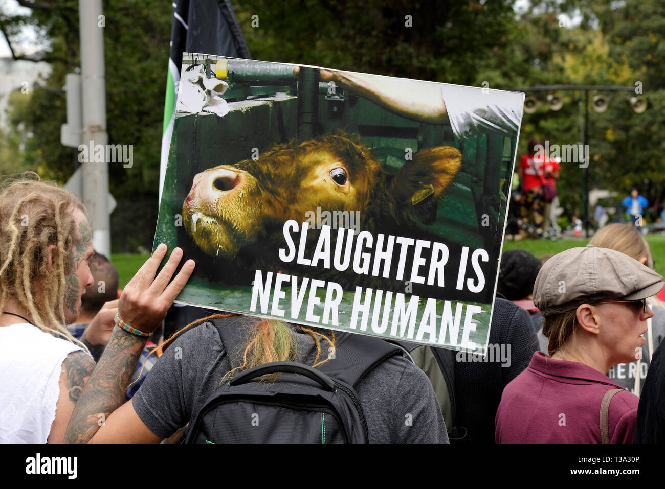 Hundreds of animal rights activists rallied in Melbourne's CBD on April ...