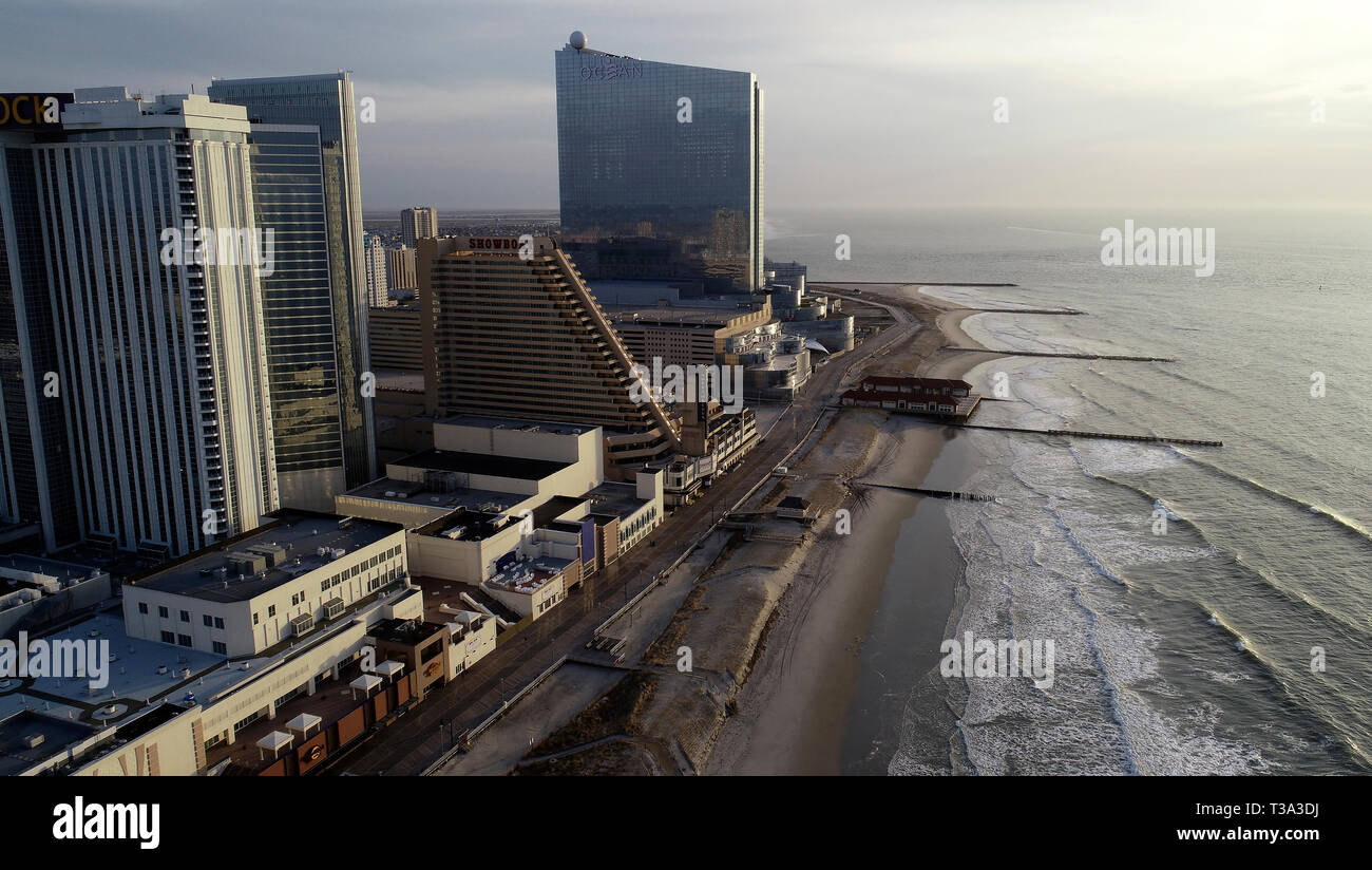 Aerial view of Atlantic City Strip and Boardwalk Stock Photo