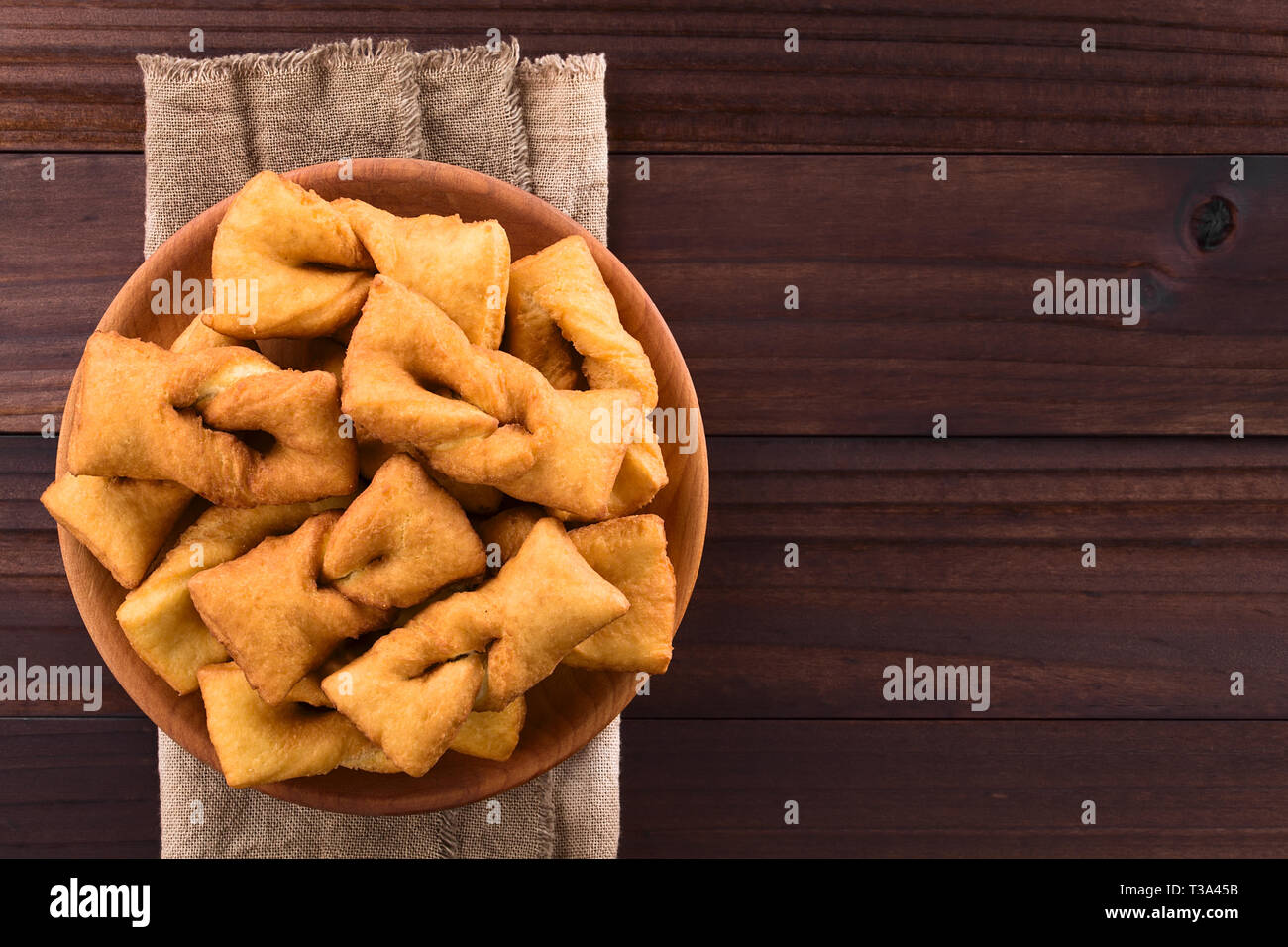 Traditional Chilean sweet calzones rotos deep fried pastries