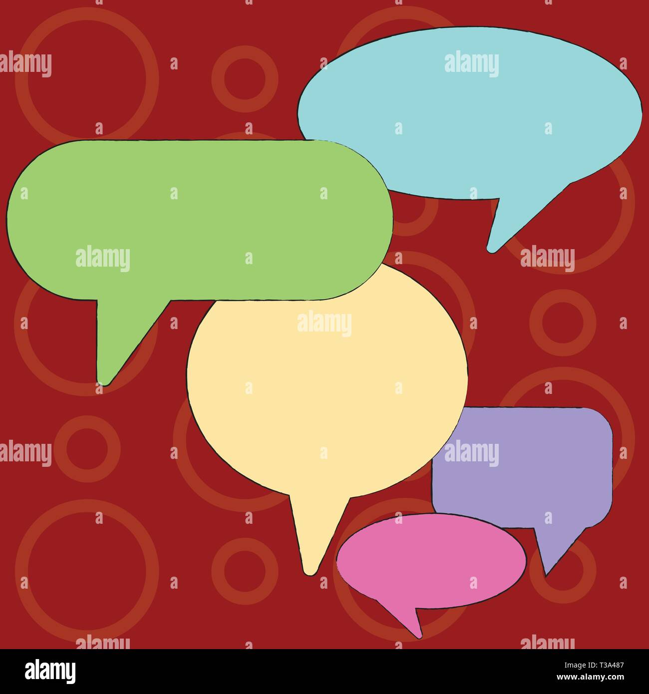 Many Color Speech Bubble in Different Sizes and Shade for Group Discussion Business concept Empty template copy space isolated Posters coupons promoti Stock Vector
