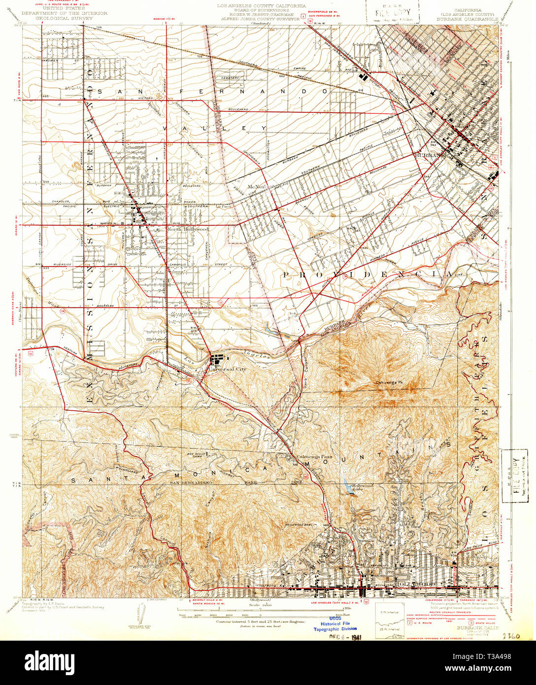 Burbank map hi res stock photography - Usgs Topo Map California Ca Burbank 288673 1926 24000 Restoration T3A498