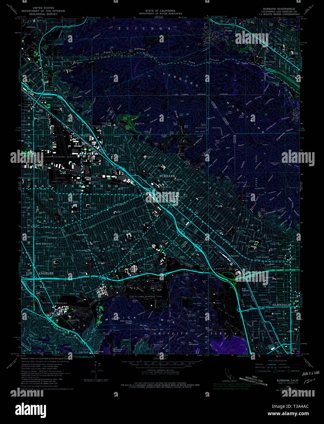 Map of california burbank hi res - Usgs Topo Map California Ca Burbank 288679 1966 24000 Inverted Restoration T3A4AC