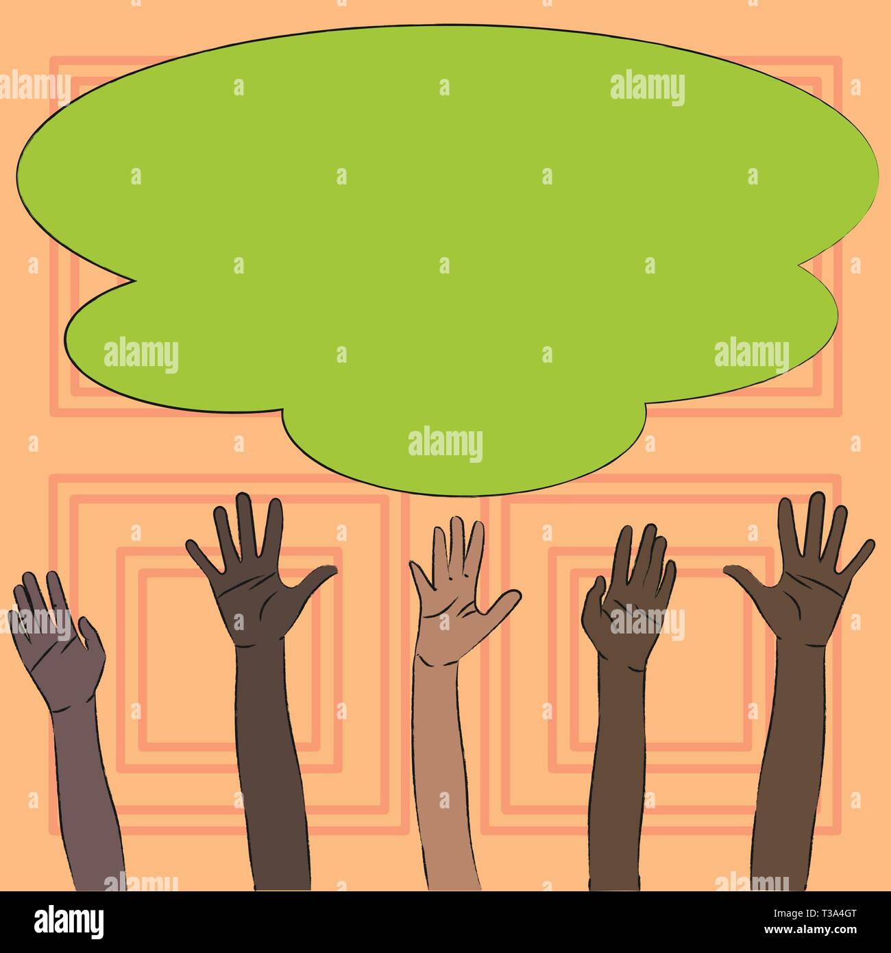 Multiracial Diversity Hands Raising Upward Reaching for Colorful Big