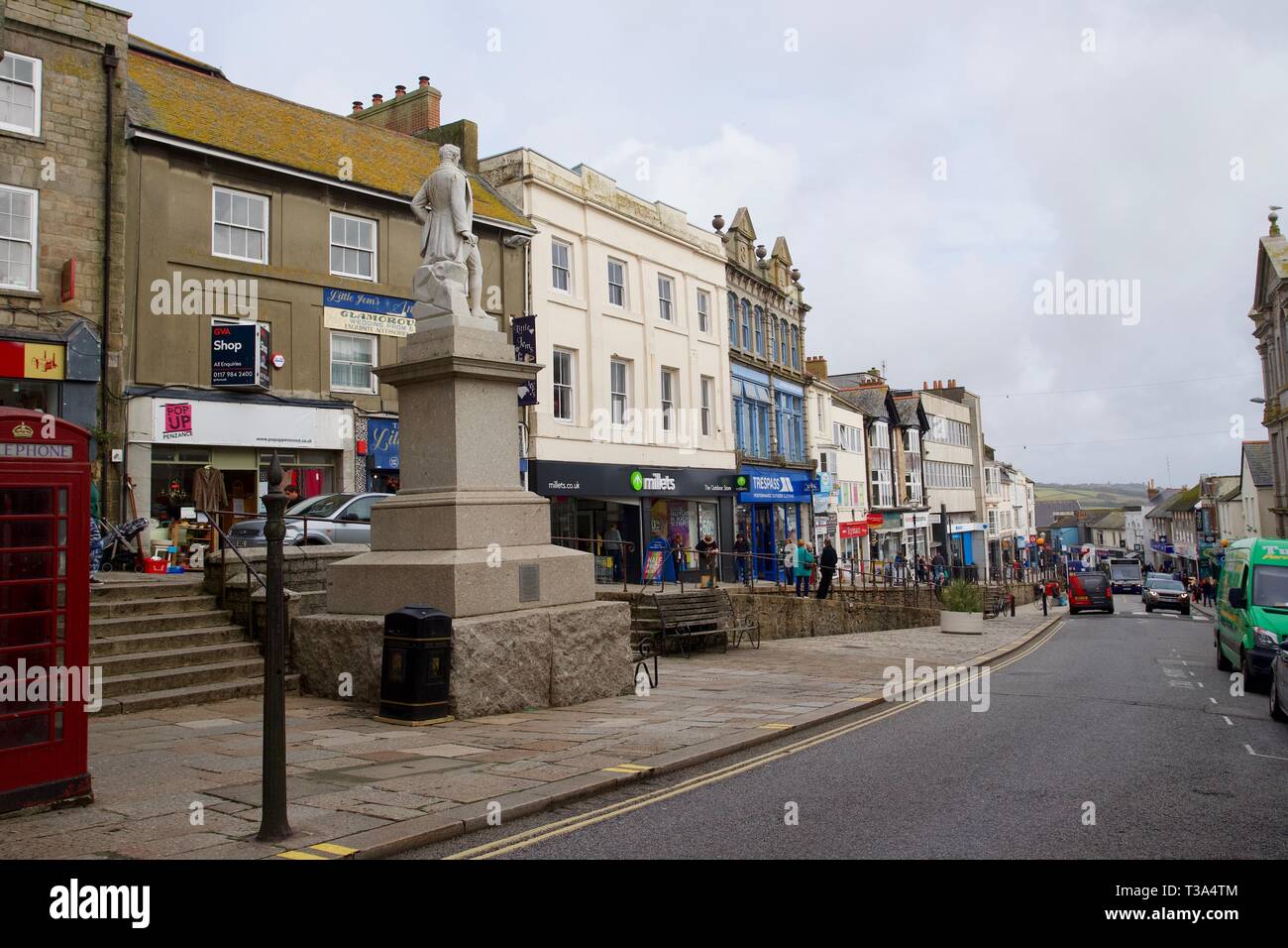 Market Jew Street, Penzance, Cornwall, England. Stock Photo