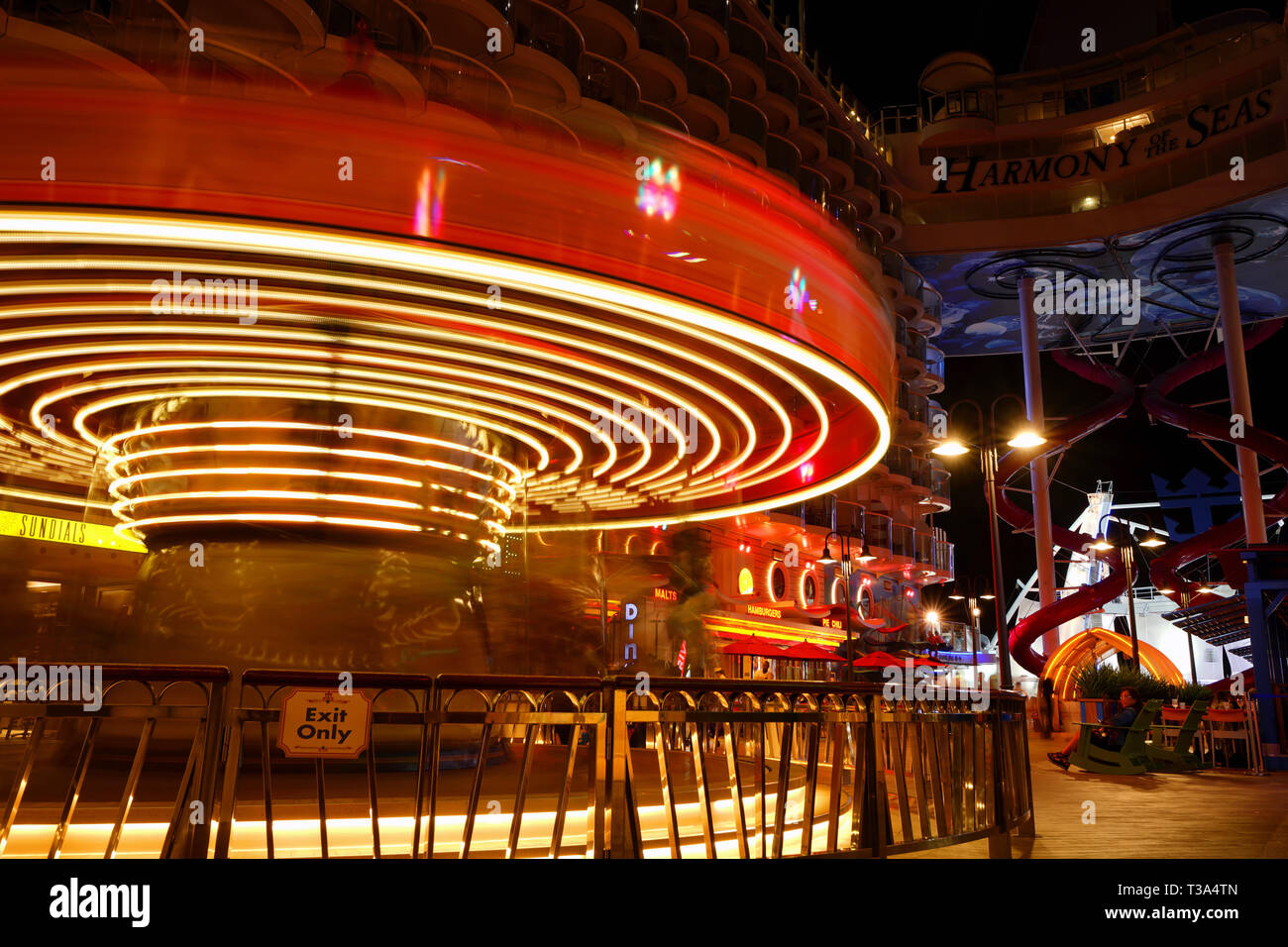 Carousel on Boardwalk, Harmony of the Seas, Royal Caribbean Cruise Ship Stock Photo