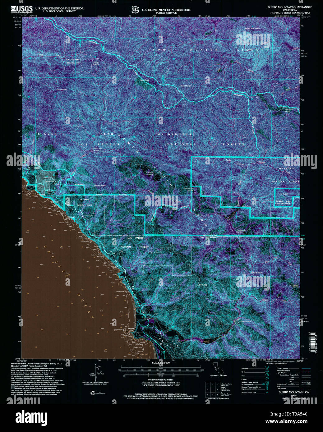 USGS TOPO Map California CA Burro - Usgs Topo Map California Ca Burro Mountain 100493 1995 24000 Inverted Restoration T3A540 