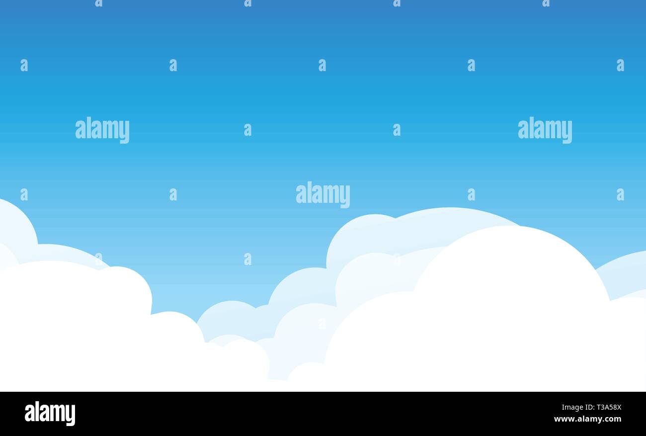 Background with cloudscape at sunny day. Blue sky with copy space area. Vector illustration in EPS10. Stock Vector
