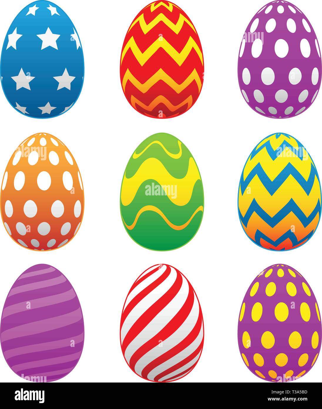 Colorful Painted Easter Eggs Isolated Vector Illustration Stock Vector
