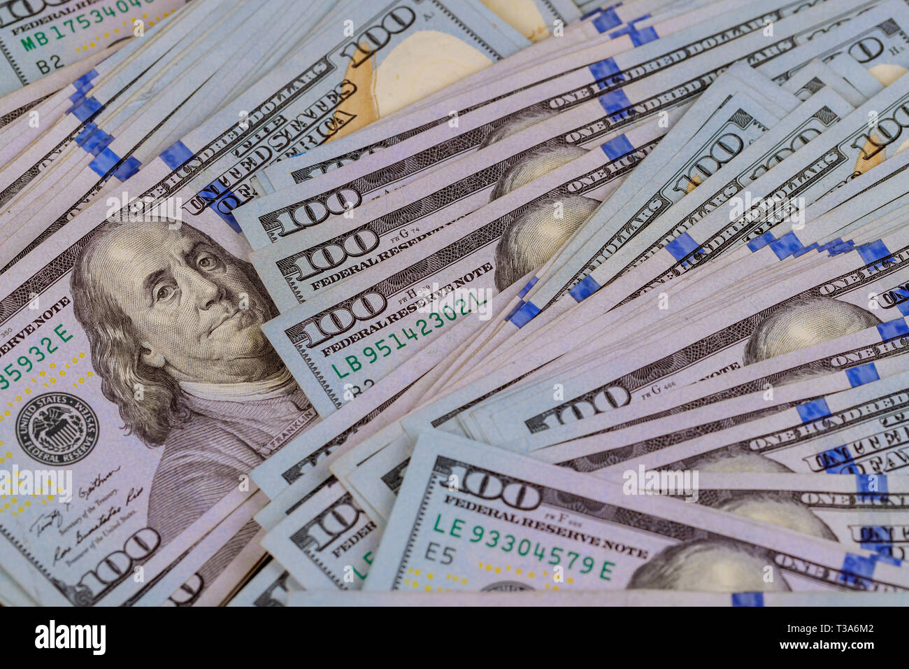 US banknotes dollars as part of the world trade and economic system Stock Photo