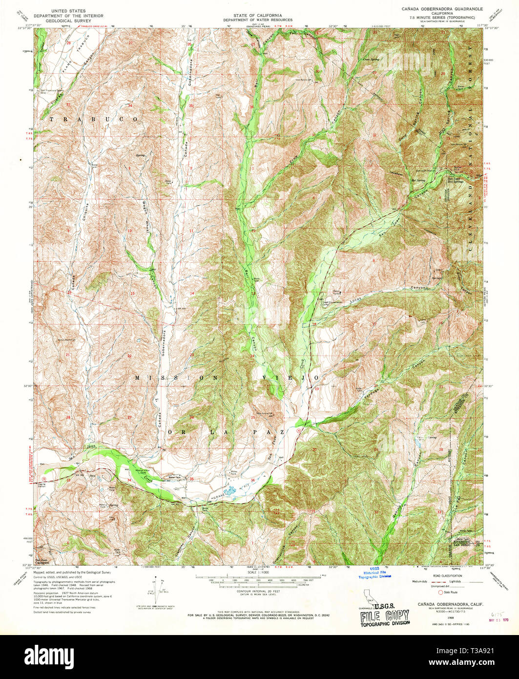 USGS TOPO Map California CA Canada - Usgs Topo Map California Ca Canada Gobernadora 288894 1968 24000 Restoration T3A921