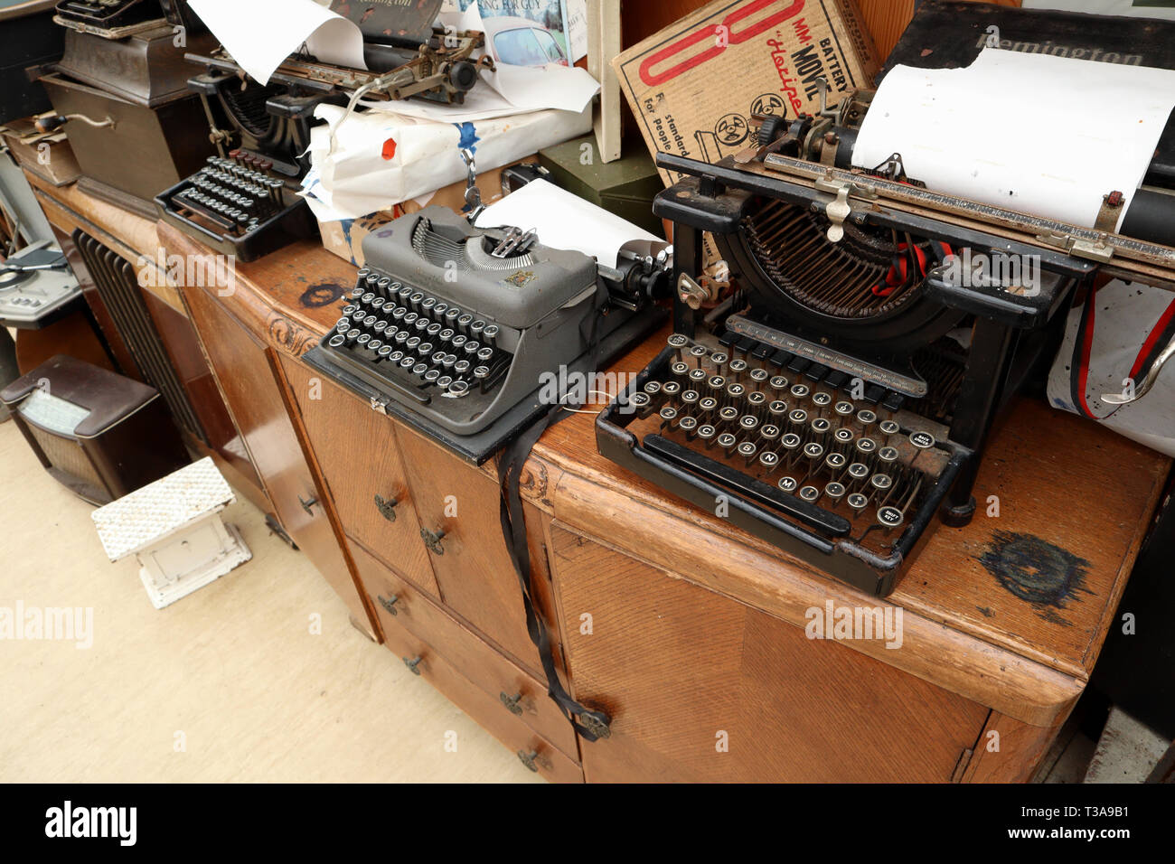 A Pair of Vintage Typewriters Stock Photo