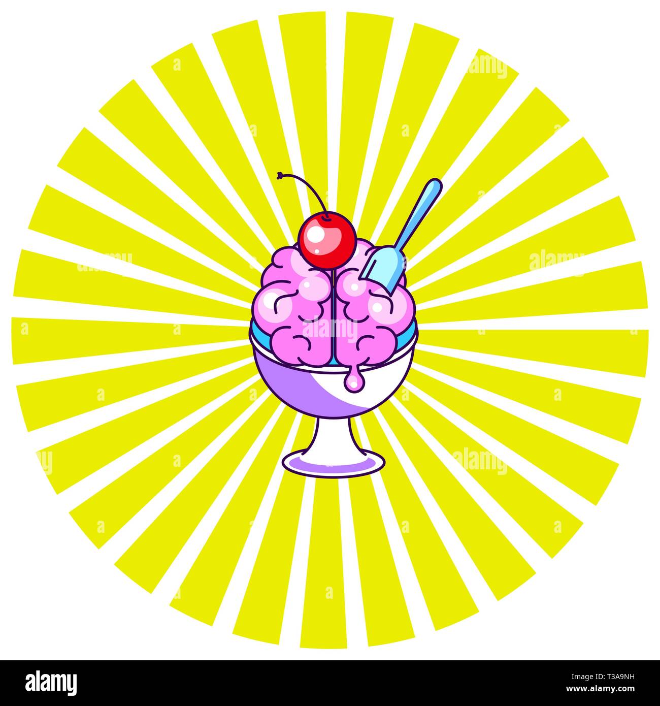 Brain icecream funny cartoon icon vector. Stock Vector