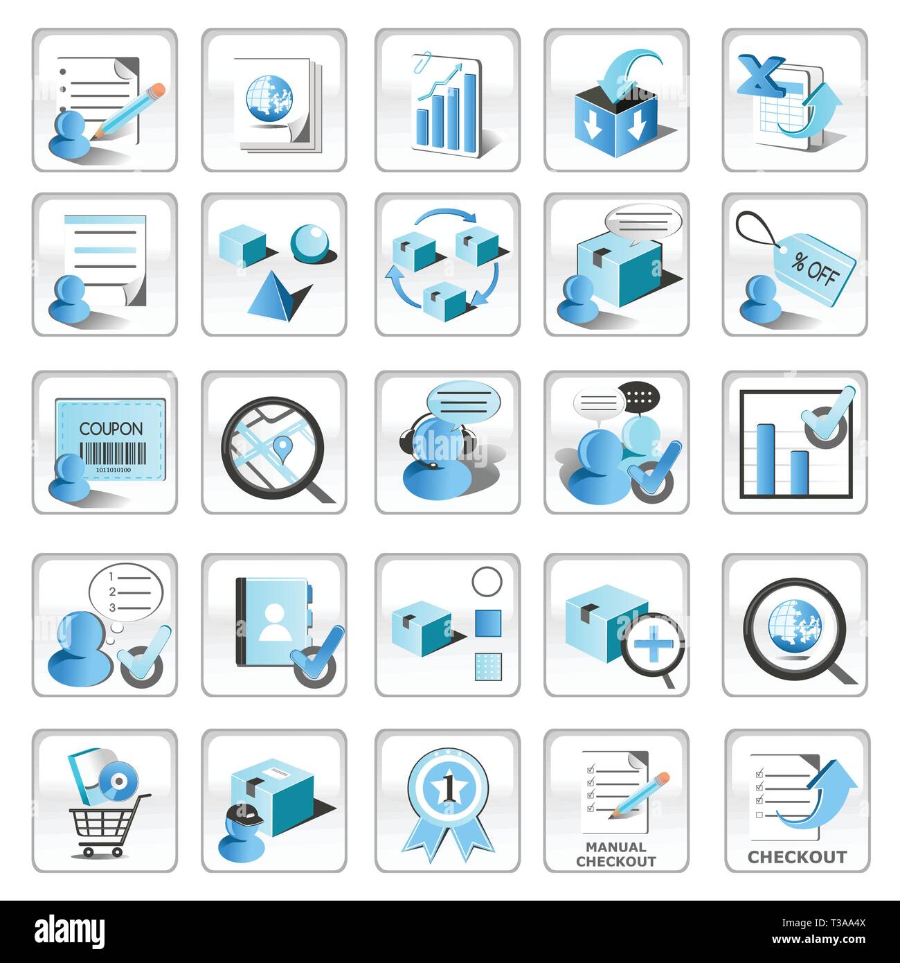 A vector illustration of Business Technology Internet Website Icons Stock Vector