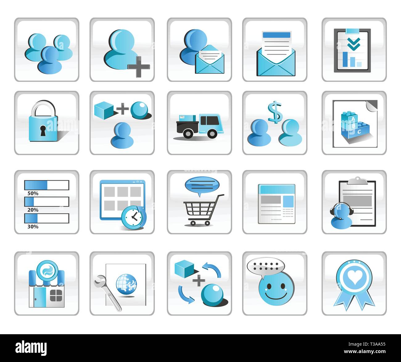 A vector illustration of Business Technology Internet Website Icons Stock Vector