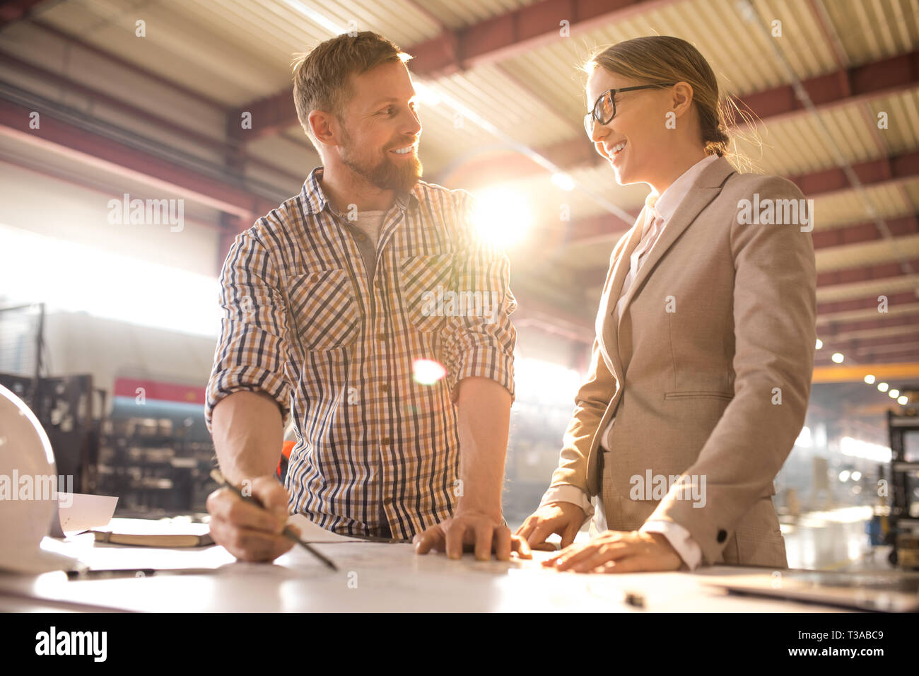 Workers in factory Stock Photo