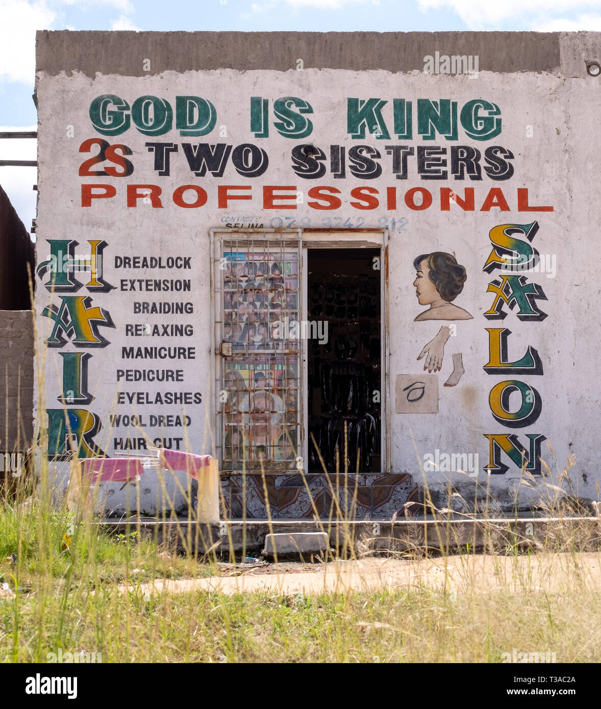 Hairdresser's shop in rural village outside Johannesburg, Mpumalanga