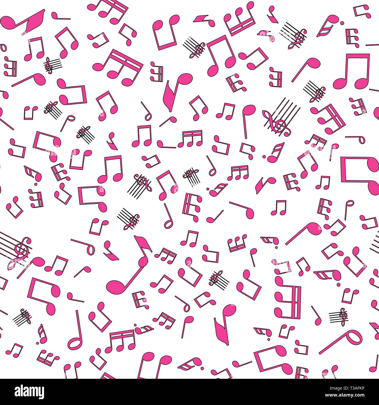 Seamless vector music notes symbols design pattern. Stock Vector