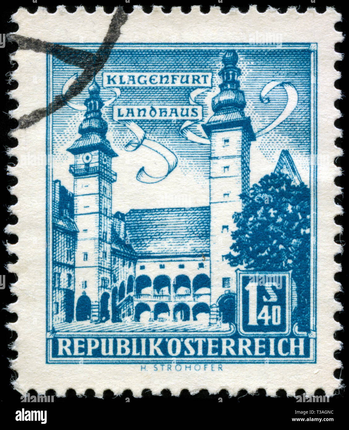 Postage stamp from Austria in the Buildings series issued in 1960 Stock Photo