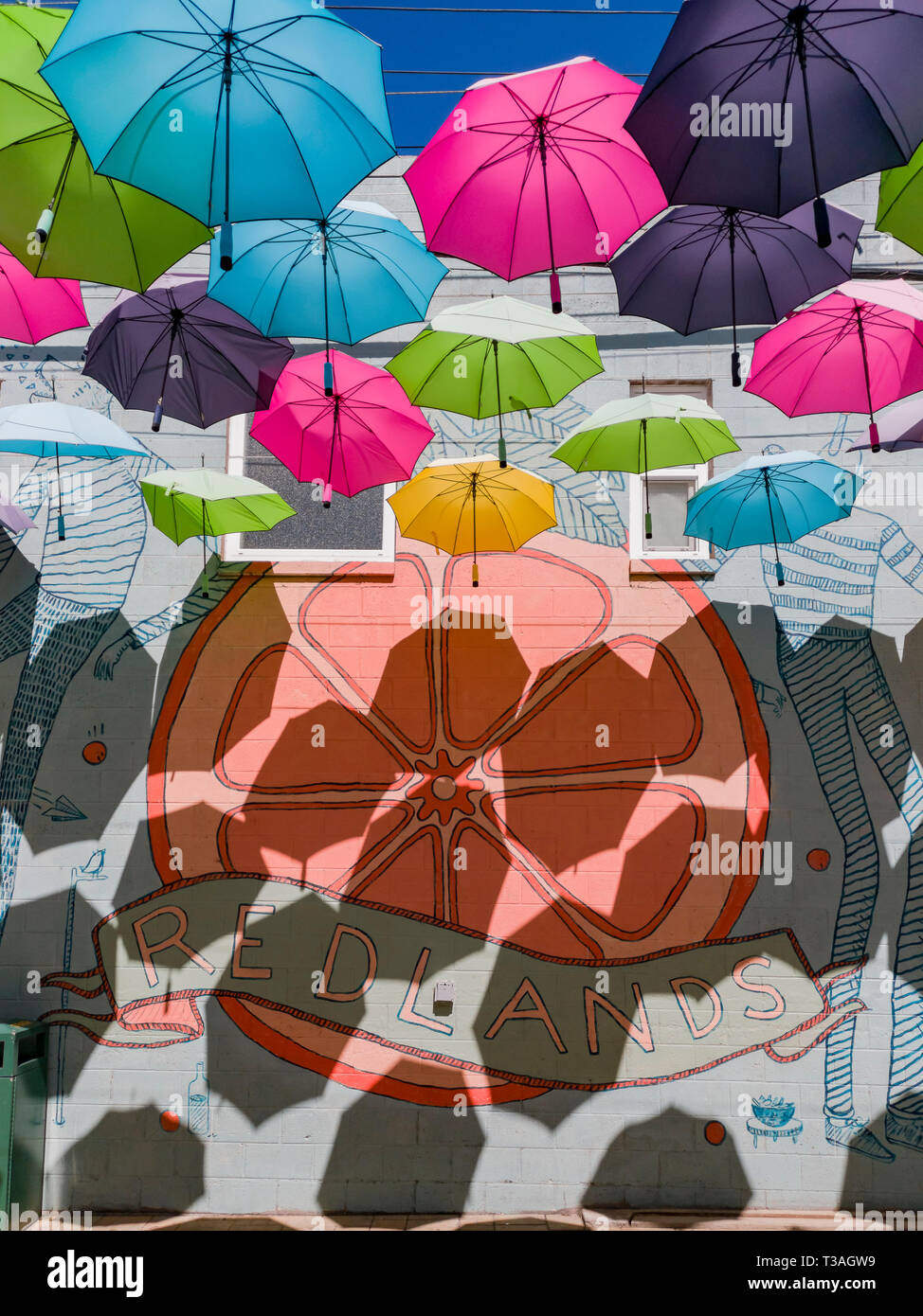 Colorful umbrellas hanging in the famous Orange Street Alley at