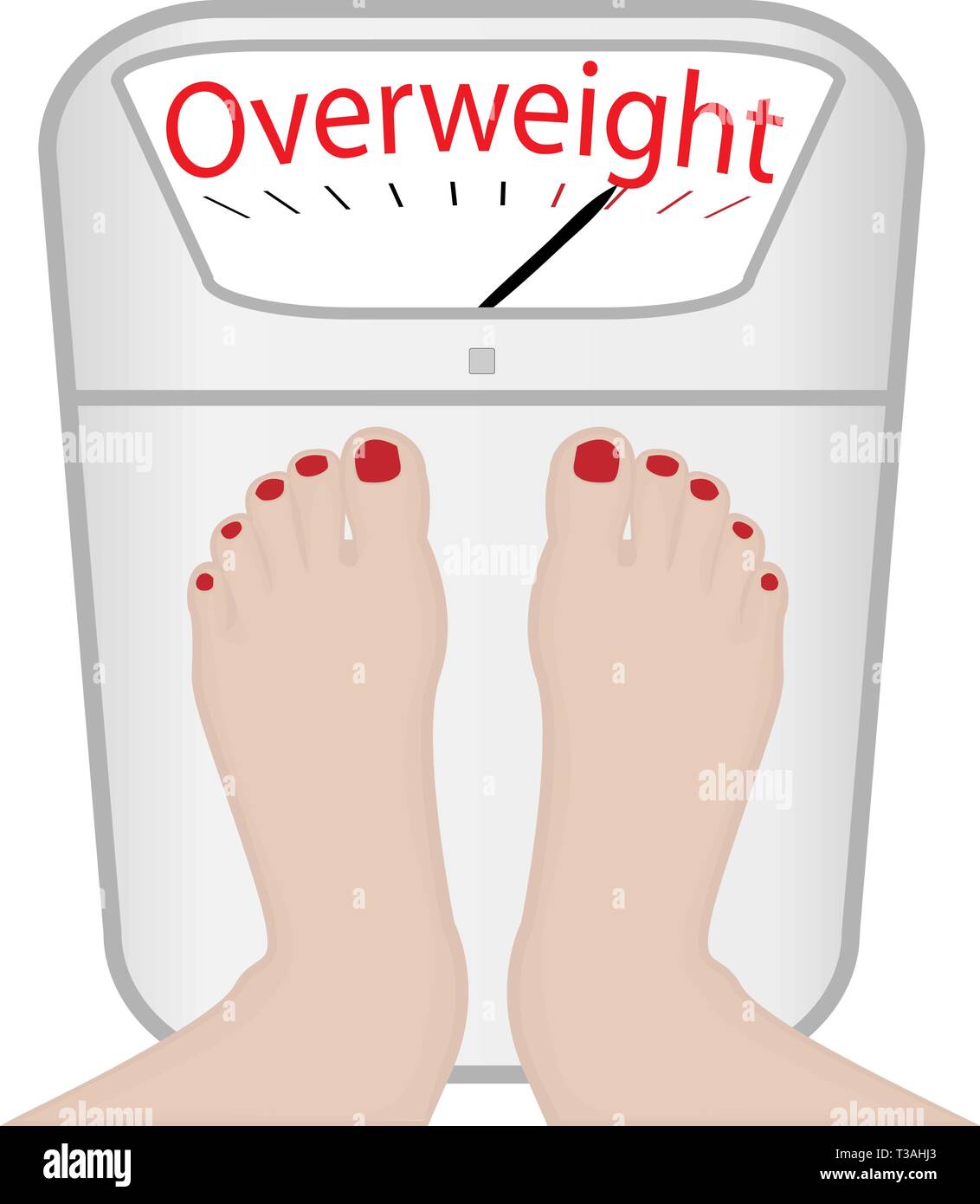 Overweight bare feet on weight scale Royalty Free Vector