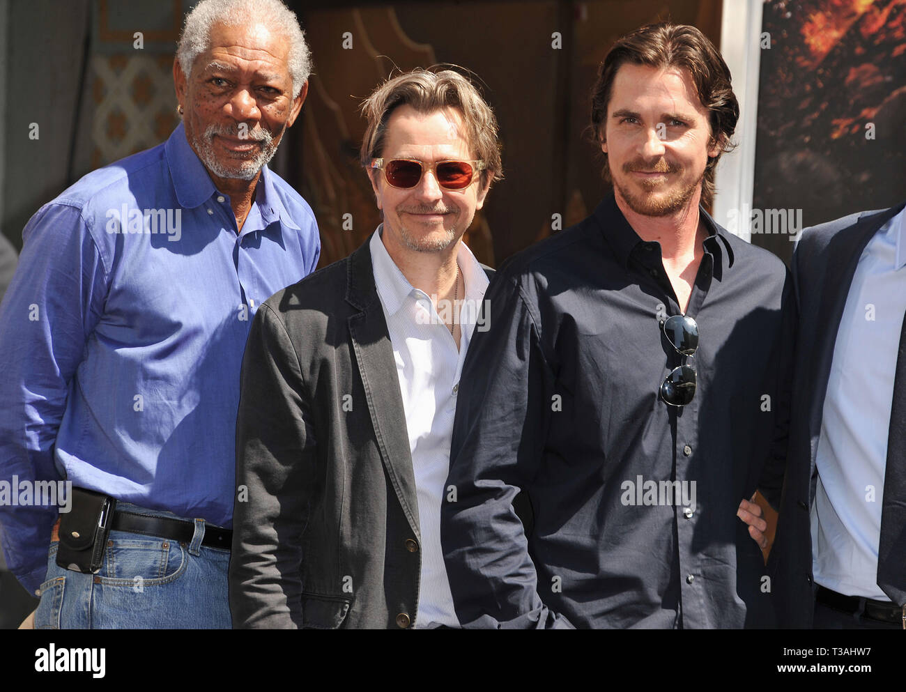 Morgan Freeman, Gary Oldman and Christian Bale at the Christopher Nolan  Honored with Hand and Foot Print Ceremony at the Chinese Theatre In Los  Angeles.a Morgan Freeman, Gary Oldman, Christian Bale 15