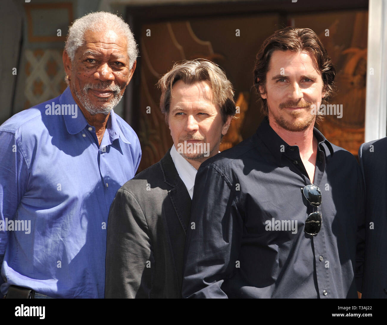 Morgan Freeman Gary Oldman And Christian Bale At The Christopher