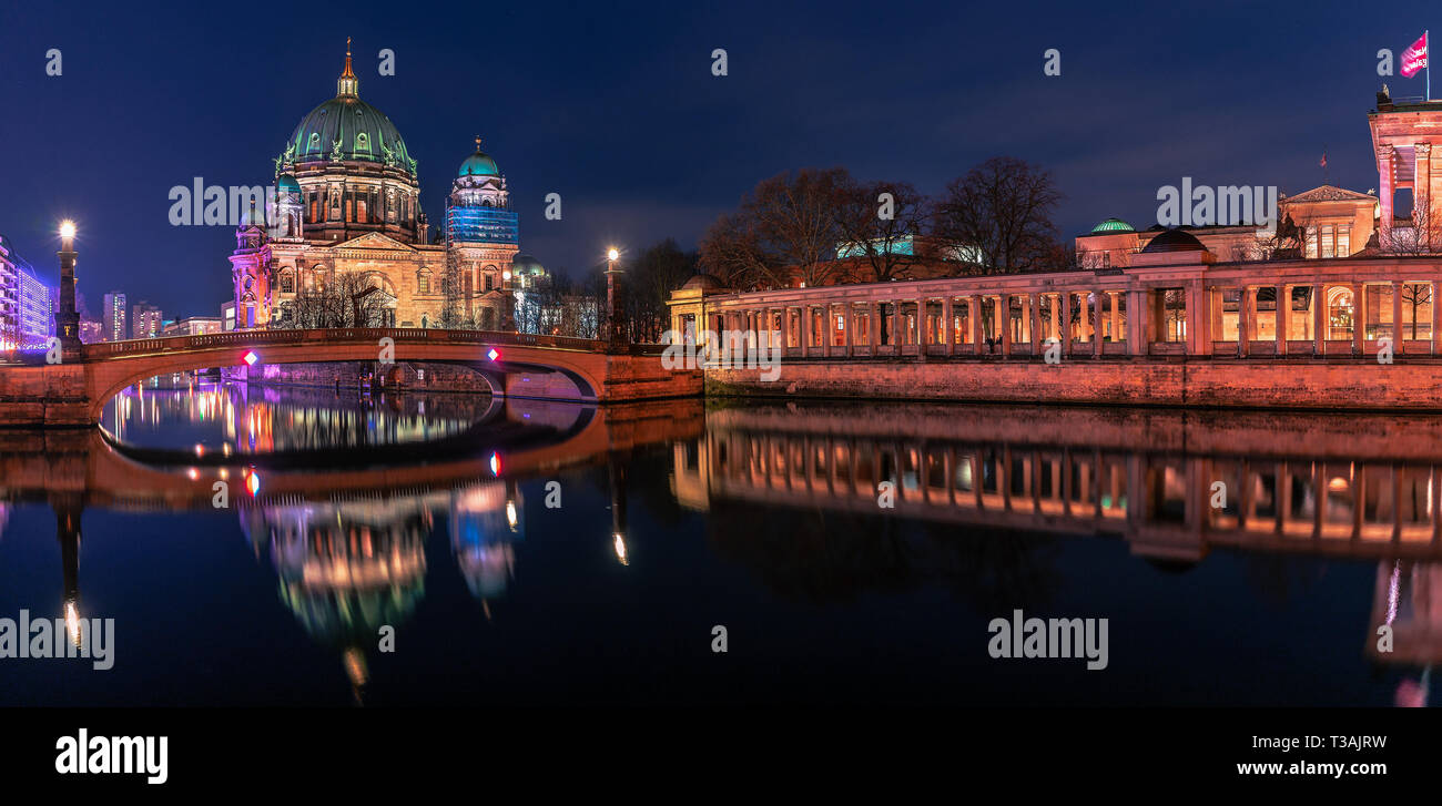 Germany's capital Berlin, panorama view at night architecture Stock Photo