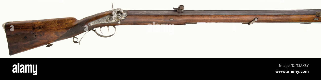 Civil long arms, flintlock and caplock, caplock rifle, Langenhan & Klett in Mehlis, circa 1840, Additional-Rights-Clearance-Info-Not-Available Stock Photo