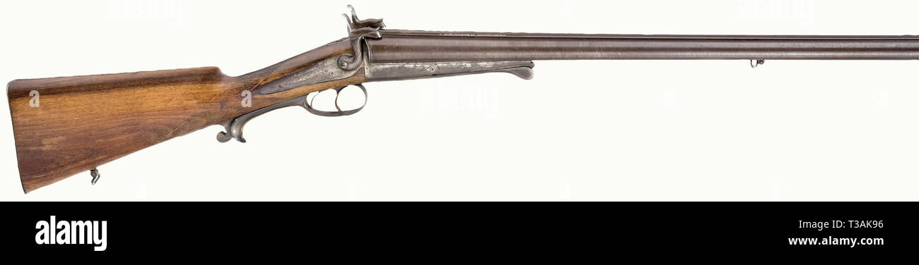 Civil long arms, pinfire, Lefaucheux double-barrelled shotgun, A. Haeussler, Magdeburg, circa 1870, Additional-Rights-Clearance-Info-Not-Available Stock Photo