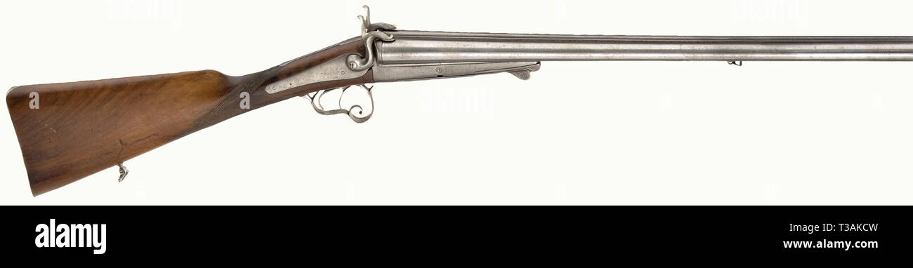 Civil long arms, pinfire, Lefaucheux double-barrelled shotgun, France, circa 1860/70, Additional-Rights-Clearance-Info-Not-Available Stock Photo