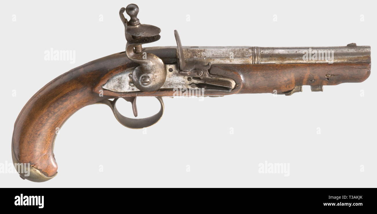 Small arms, pistols, flintlock pistol, calibre 14 mm, Liege, Belgium, circa 1810, Additional-Rights-Clearance-Info-Not-Available Stock Photo