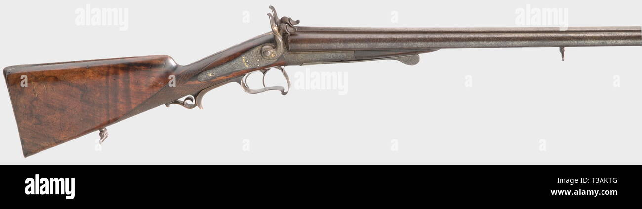 Civil long arms, pinfire, double action double-barrelled shotgun, K. Werlik, circa 1860, Additional-Rights-Clearance-Info-Not-Available Stock Photo