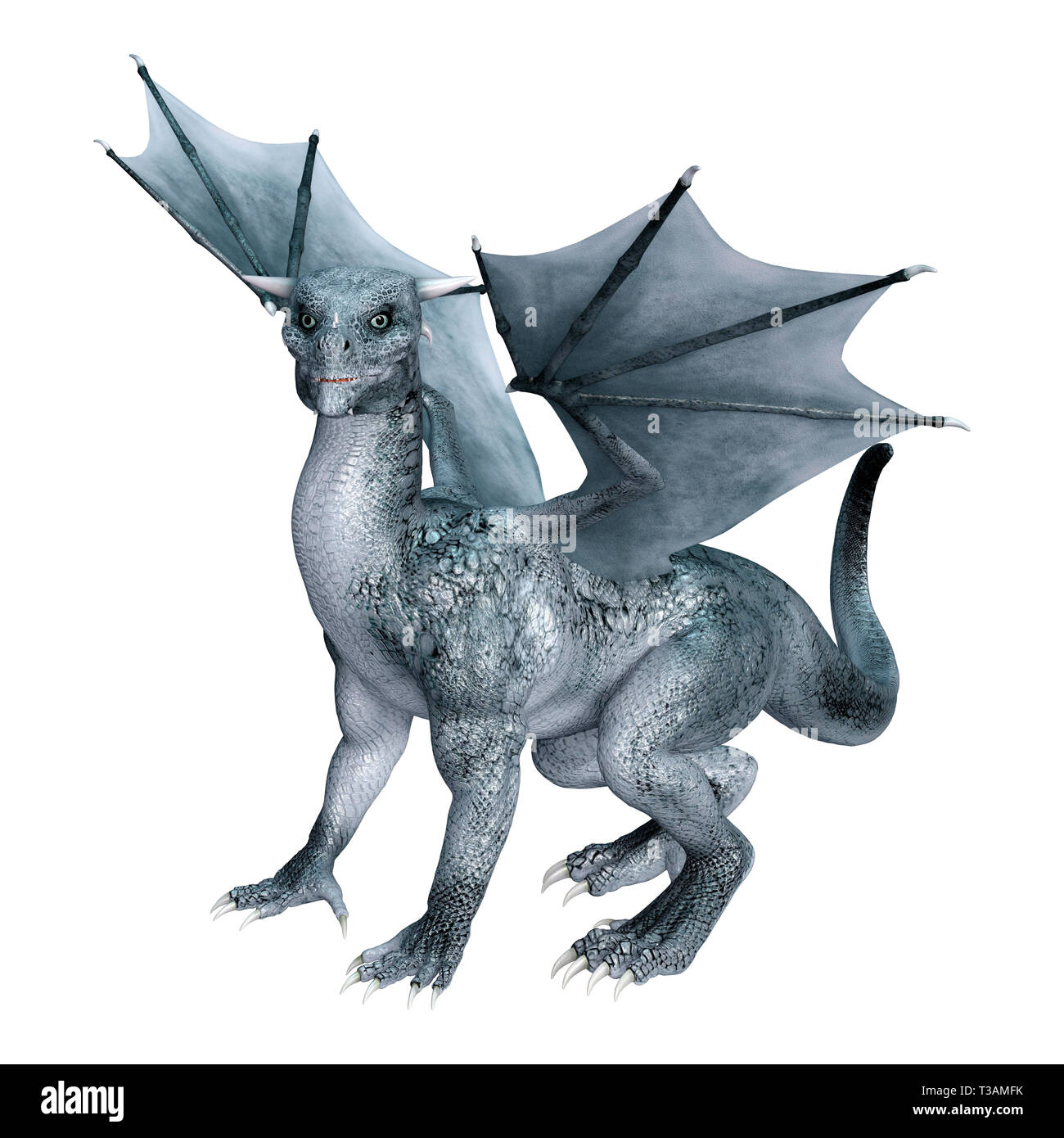 3D rendering of a fantasy dragon whelp isolated on white background ...