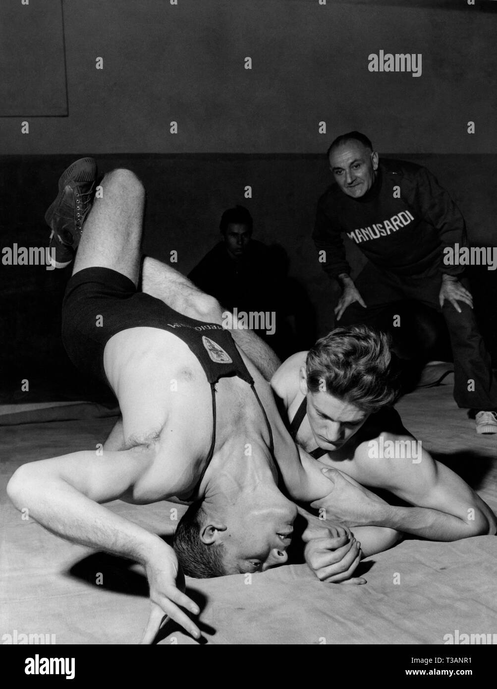 greco-roman wrestling, 1955 Stock Photo