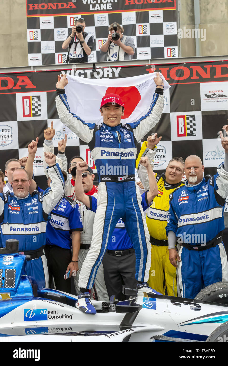 Birmingham, Alabama, USA. 7th Apr, 2019. TAKUMA SATO (30) of Japan wins the Honda Indy Grand Prix of Alabama at the Honda Indy Grand Prix of Alabama at Barber Motorsports Park in Birmingham, Alabama. (Credit Image: © Walter G Arce Sr Asp Inc/ASP) Stock Photo
