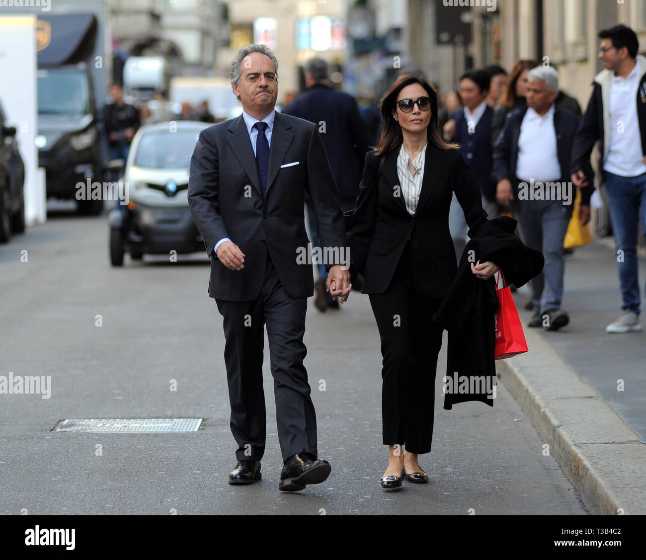 Milan, Mara Carfagna and Alessandro Ruben out for a walk L'aff.le and vice-president of the Chamber in 2018 MARA CARFAGNA surprised to walk in the center with the companion, the lawyer ALESSANDRO RUBEN. Stock Photo