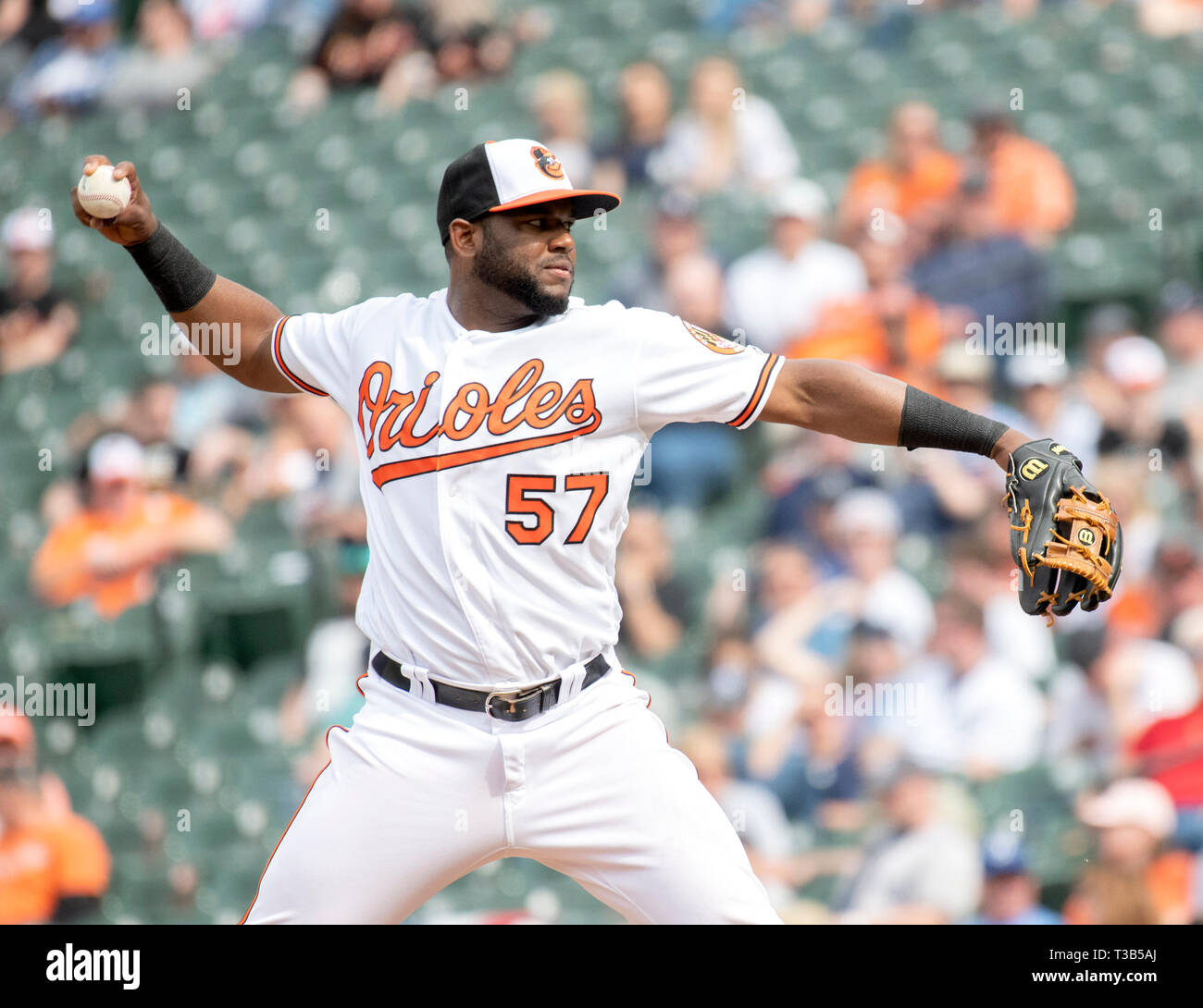 Baltimore, United States Of America. 22nd May, 2019. New York Yankees  relief pitcher Tommy Kahnle (48) works in the sixth inning against the  Baltimore Orioles at Oriole Park at Camden Yards in