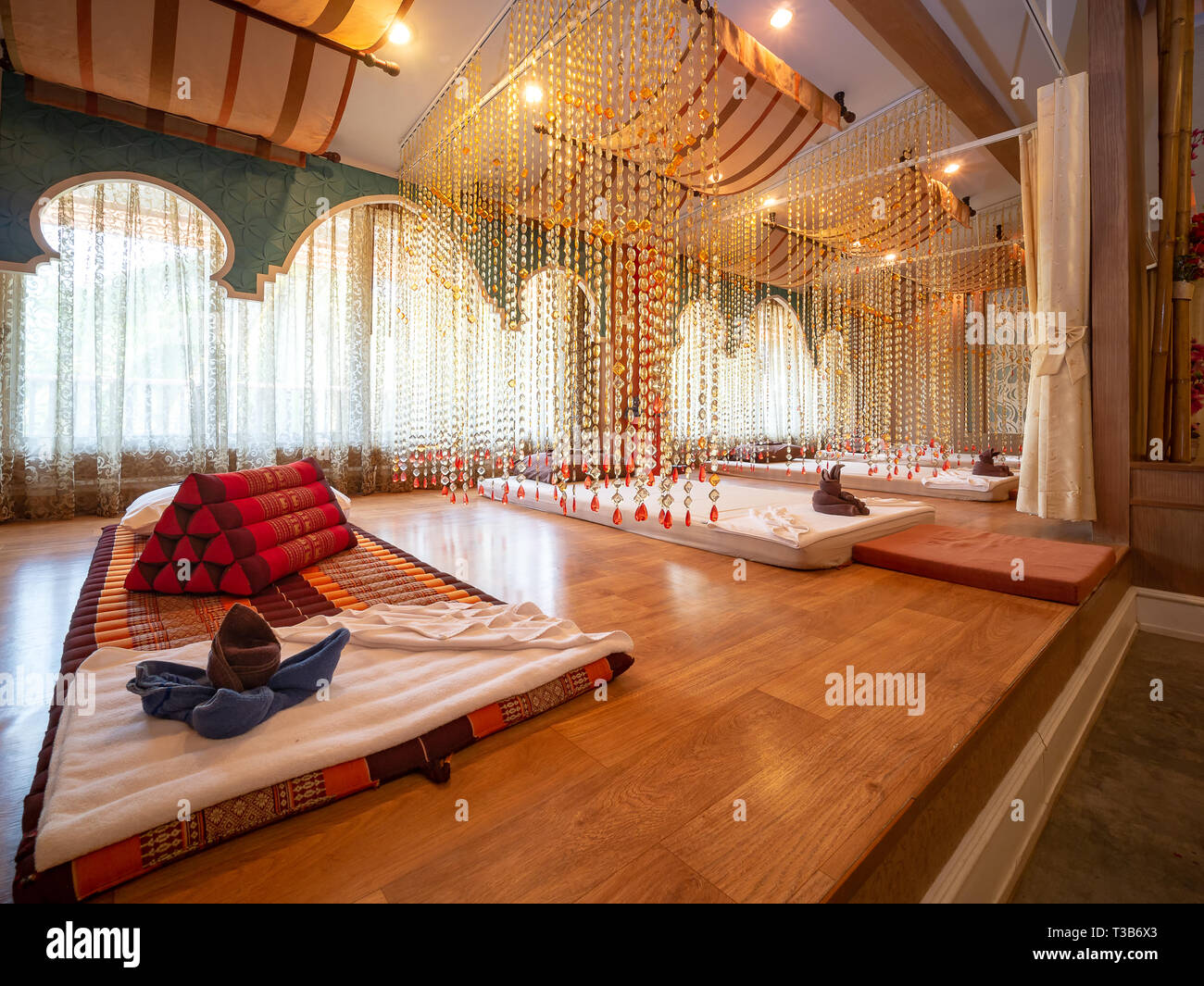 Interior of vintage massage room with nature light source from window, Thailand Stock Photo Alamy